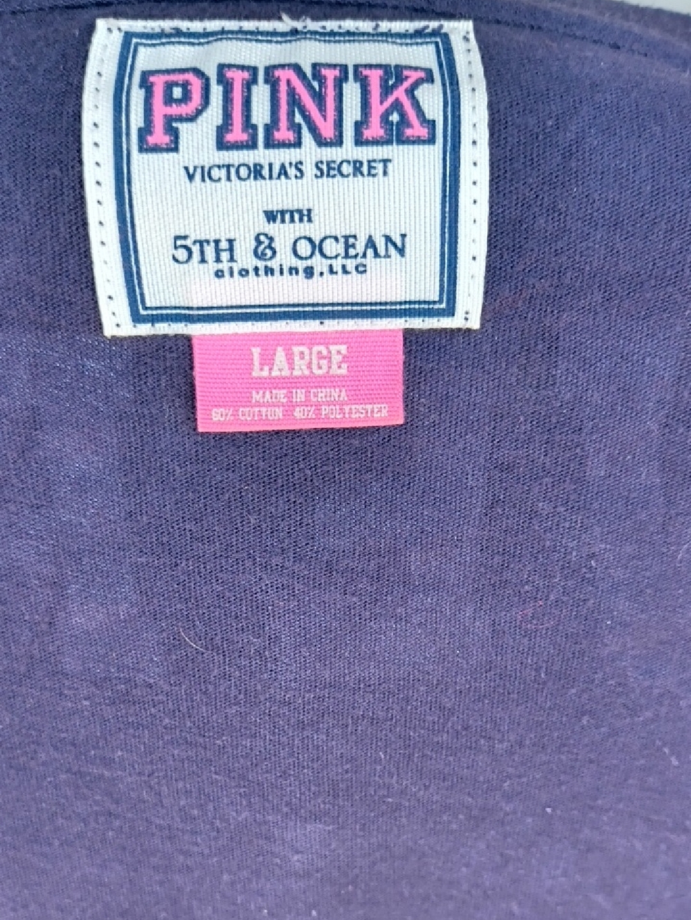 PINK Victoria's Secret Short Sleeve Tee - Navy with Pink Logo